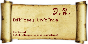 Décsey Uránia névjegykártya