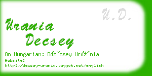 urania decsey business card
